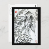Samurai im Wald Postkarte (Vorne/Hinten)