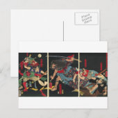 Samurai in Combat Malerei. ca. 1860 Postkarte (Vorne/Hinten)