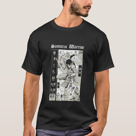 Samurai in der Kampfszene Samurai Krieger Design T-Shirt (Vorderseite)