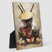 Samurai in Ruhe Palette-Messer Orange Impasto Fotoplatte (Seite)