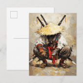 Samurai in Ruhe Palette-Messer Orange Impasto Postkarte (Vorne/Hinten)