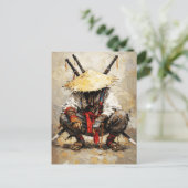 Samurai in Ruhe Palette-Messer Orange Impasto Postkarte (Stehend Vorderseite)