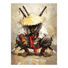 Samurai in Ruhe Palettenmesser Orange Impasto Fotodruck