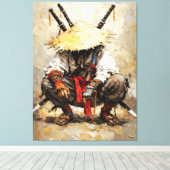 Samurai in Ruhe Palettenmesser Orange Impasto Leinwanddruck (Insitu (Holzboden))