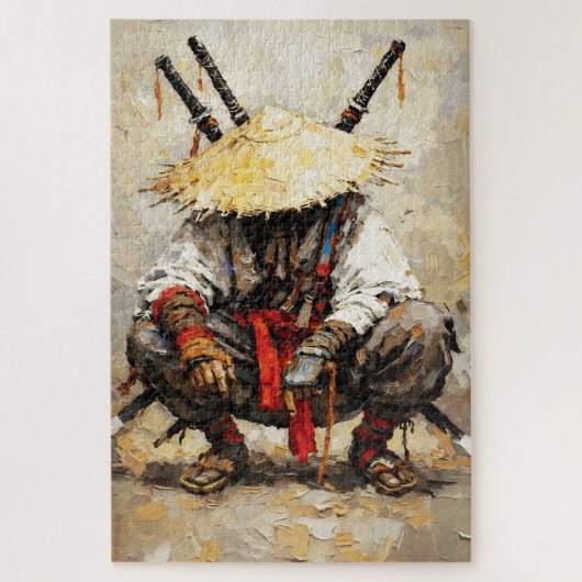 Samurai in Ruhe Palettenmesser Orange Impasto Puzzle (Vertikal)
