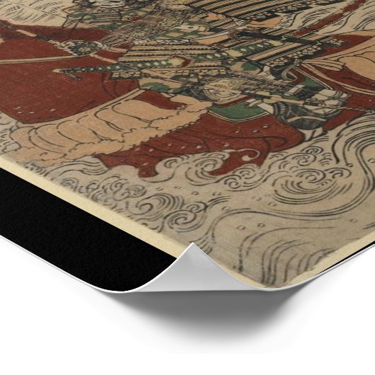 Samurai in Rüstung, auf Pferd mit Bow und Pfeilen Poster (Ecke)