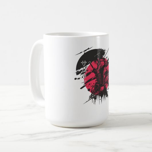 Samurai Ink Art Mug Kaffeetasse (Vorderseite Links)
