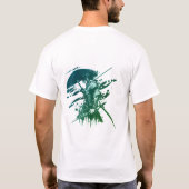 Samurai Ink Art T-Shirt-Double Sided Blue & Green T-Shirt (Rückseite)