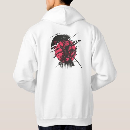 Samurai Ink Hoodie Red&Black Japan Warrior Art (Rückseite)