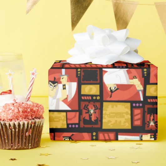 Samurai Jack & Aku Character Art Panel Muster Geschenkpapier (Geburtstagsparty)