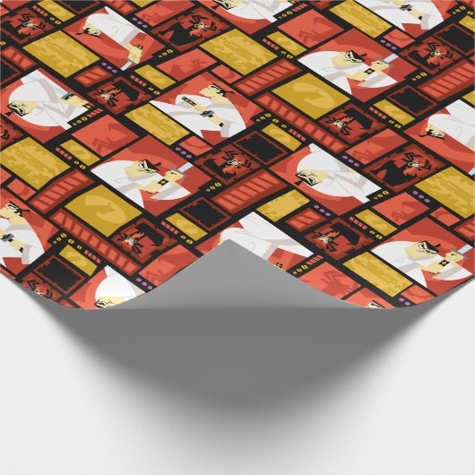 Samurai Jack & Aku Character Art Panel Muster Geschenkpapier (Ecke)