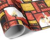 Samurai Jack & Aku Character Art Panel Muster Geschenkpapier (Rolleneckpunkt)