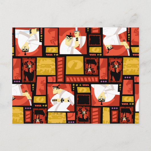 Samurai Jack & Aku Character Art Panel Muster Postkarte (Vorderseite)