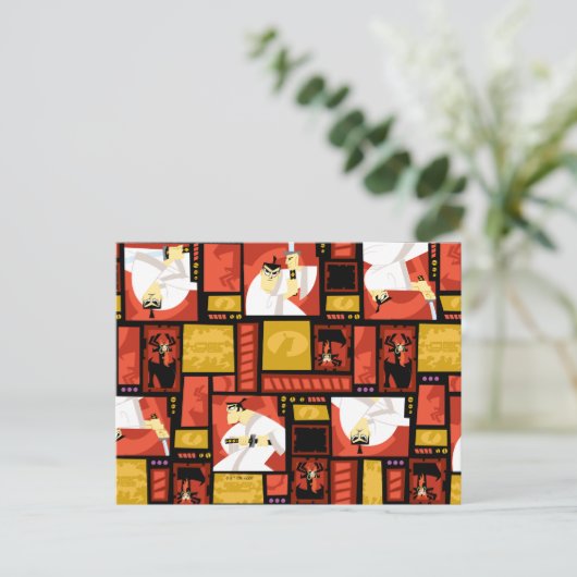 Samurai Jack & Aku Character Art Panel Muster Postkarte (Stehend Vorderseite)