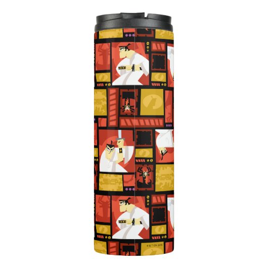 Samurai Jack & Aku Character Art Panel Muster Thermosbecher (Rückseite)