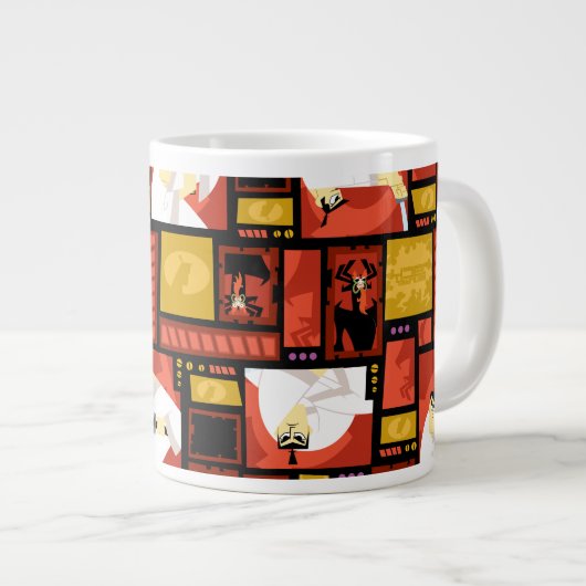 Samurai Jack & Aku Character Art Panel Pattern Jumbo-Tasse (Vorderseite Rechts)
