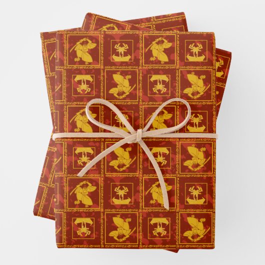 Samurai Jack & Aku Golden Silhouette Muster Geschenkpapier Set (Beispiel)