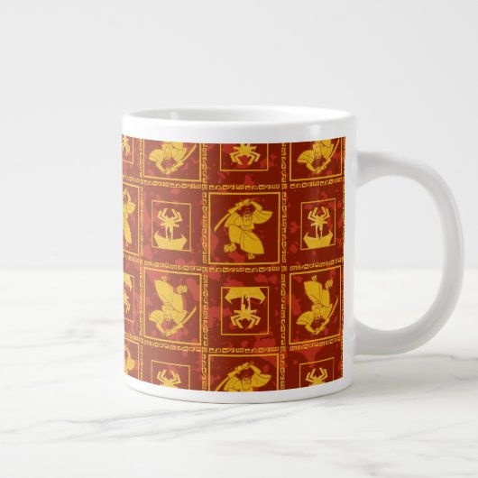 Samurai Jack & Aku Golden Silhouette Til Pattern Jumbo-Tasse (Rechts)