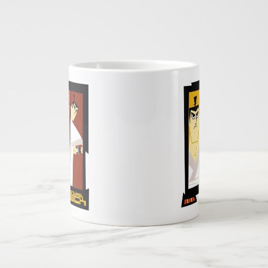 Samurai Jack Character Tri-Panel Futuristic Frame Jumbo-Tasse (Vorderseite)