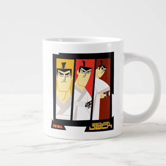 Samurai Jack Character Tri-Panel Futuristic Frame Jumbo-Tasse (Rechts)