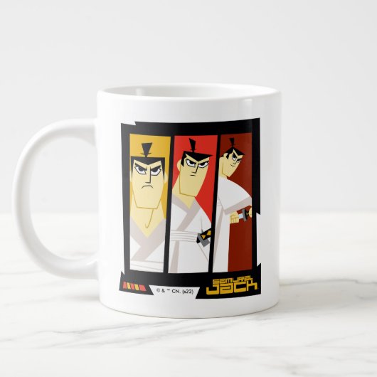 Samurai Jack Character Tri-Panel Futuristic Frame Jumbo-Tasse (Links)