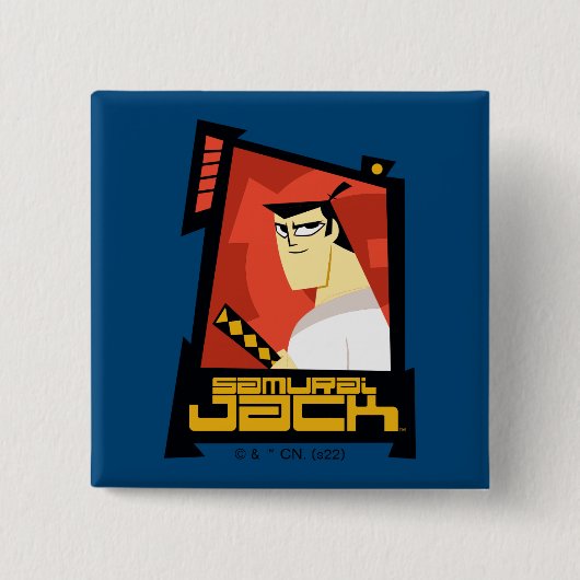 Samurai Jack lächelt futuristische Rahmen Grafik Button (Vorderseite)