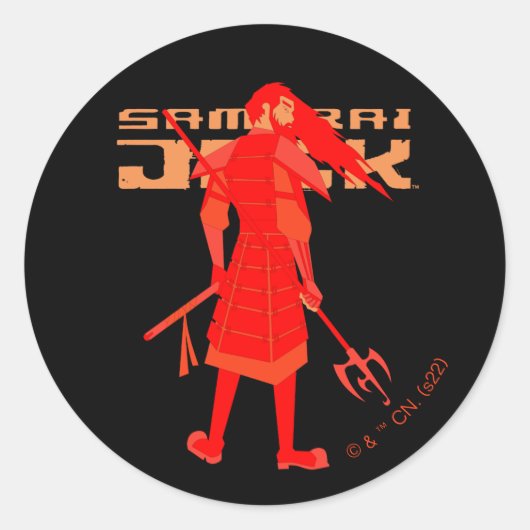 Samurai Jack Red Warrior Graphic Runder Aufkleber (Vorderseite)