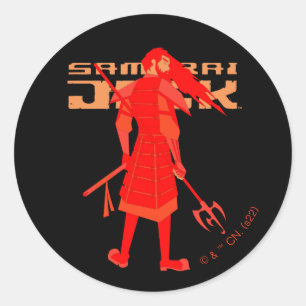 Samurai Jack Red Warrior Graphic Runder Aufkleber