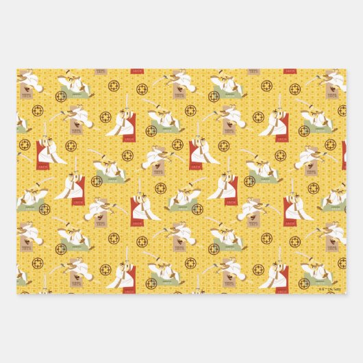 Samurai Jack Schwert Posen Zeichen Kunstmuster Geschenkpapier Set (Vorderseite 3)