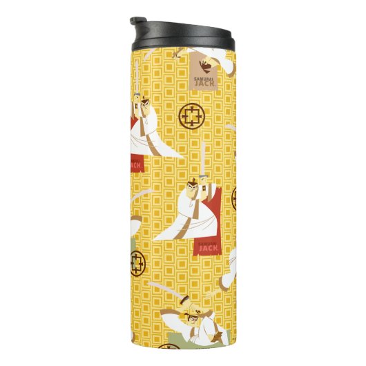 Samurai Jack Schwert Posen Zeichen Kunstmuster Thermosbecher (Nach rechts gedreht)