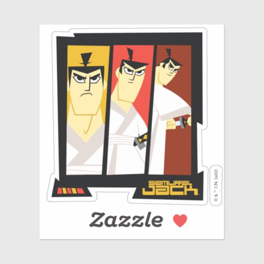Samurai Jack-Zeichen Tri-Panel-Futuristikrahmen Aufkleber (Blatt)