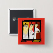 Samurai Jack-Zeichen Tri-Panel-Futuristikrahmen Button (Vorne & Hinten)