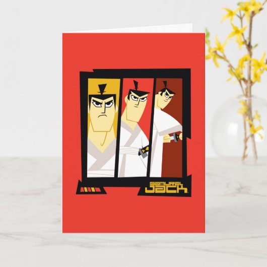 Samurai Jack-Zeichen Tri-Panel-Futuristikrahmen Karte (Gelbe Blume)