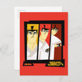 Samurai Jack-Zeichen Tri-Panel-Futuristikrahmen Postkarte (Vorne/Hinten)