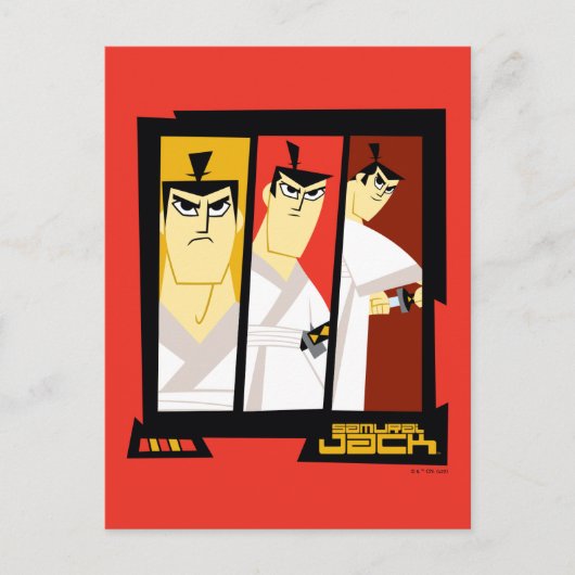 Samurai Jack-Zeichen Tri-Panel-Futuristikrahmen Postkarte (Vorderseite)
