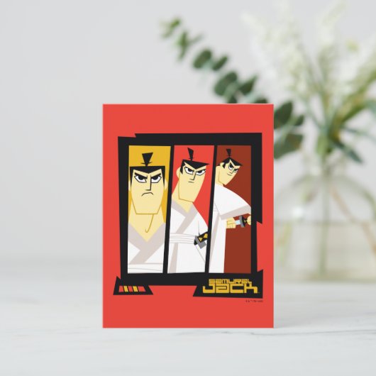 Samurai Jack-Zeichen Tri-Panel-Futuristikrahmen Postkarte (Stehend Vorderseite)