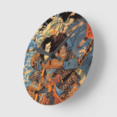 Samurai Japan Artwork Runde Wanduhr (Winkel)