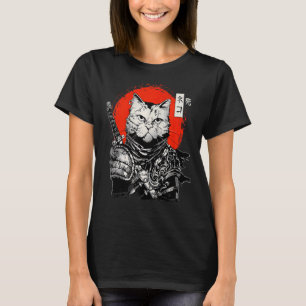 Samurai Japan Katze Bushido Krieger Katana Schwert T-Shirt