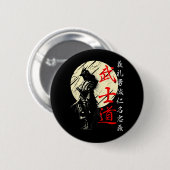 Samurai Japan Krieger Kanji Bushido Kodex Button (Vorne & Hinten)