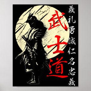 Samurai Japan Krieger Kanji Bushido Kodex Poster
