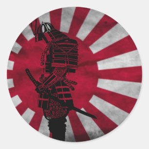 Samurai-Japanerflagge Runder Aufkleber
