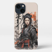 Samurai Japanerin Chinesische Kriegerin iPhone Hülle (Rückseite)