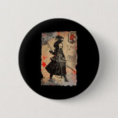 Samurai Japanese Retro Art Print Bushido Premium T Button (Vorderseite)
