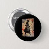Samurai Japanese Retro Art Print Bushido Premium T Button (Vorne & Hinten)