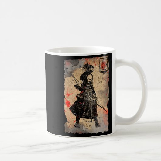 Samurai Japanese Retro Art Print Bushido Premium T Kaffeetasse (Rechts)