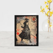 Samurai Japanese Retro Art Print Bushido Premium T Karte (Gelbe Blume)
