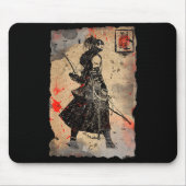 Samurai Japanese Retro Art Print Bushido Premium T Mousepad (Vorne)