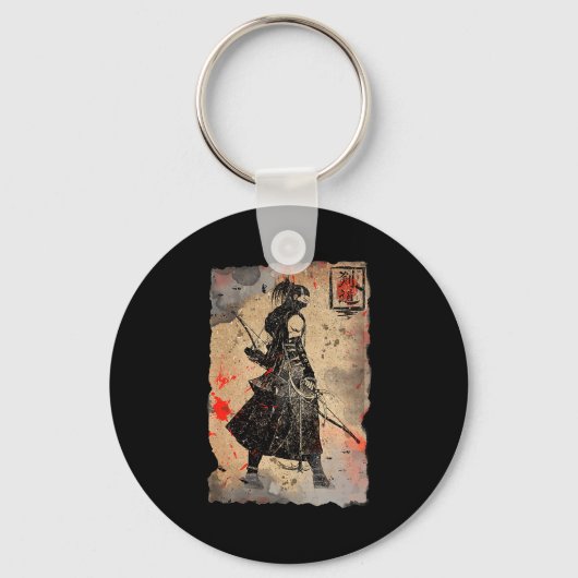 Samurai Japanese Retro Art Print Bushido Premium T Schlüsselanhänger (Vorderseite)