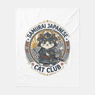 Samurai Japanische Katze POD Vektorgrafik - Samura Fleecedecke