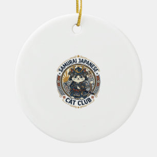 Samurai Japanische Katze POD Vektorgrafik - Samura Keramik Ornament